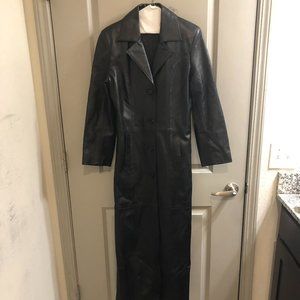 Italian Firenze Leather Trench Coat Sz. 38